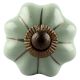 Sage Green Medium Ceramic Melon Knob in Silver Line